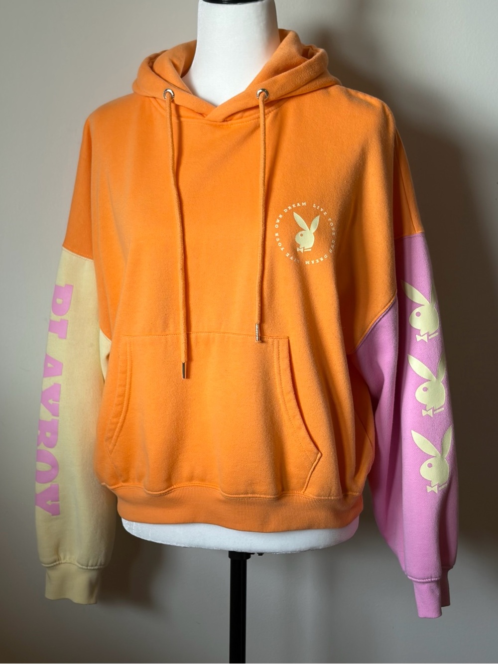 Playboy colourblock cropped hoodie - size small (oversized)